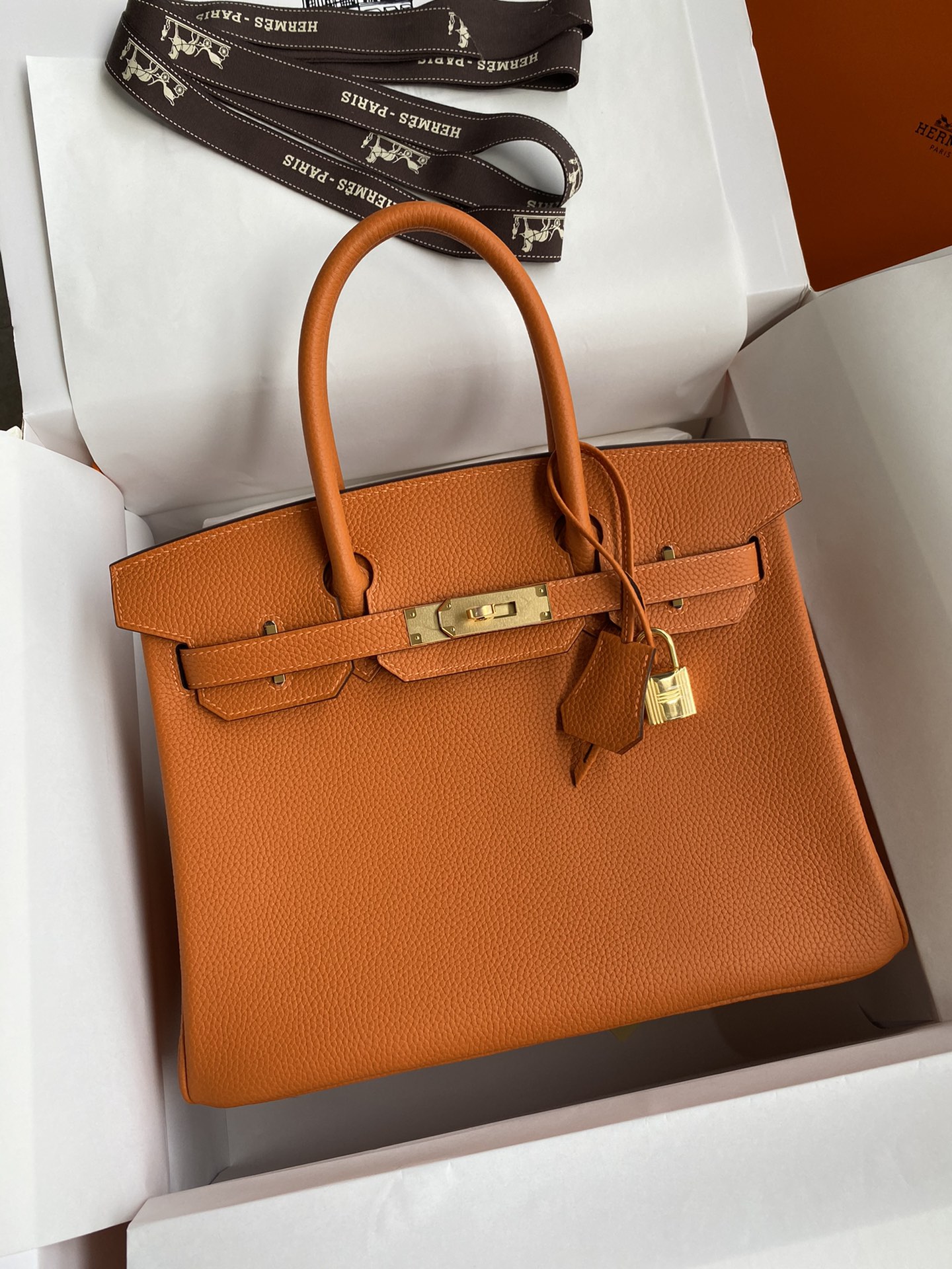 Hermes Birkin 30CM Togo Leather Handbag Orange